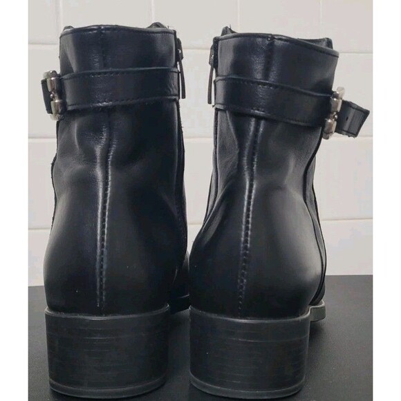 La Canadienne Black Leather Zip Up Ankle Boots Sz 8.5M 37013 Side Buckle - Picture 11 of 13